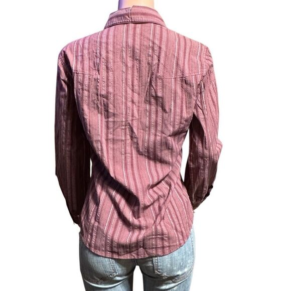 Pulp long sleeve raspberry ribbon stripe with darts Shirt M - Picture 2 of 8